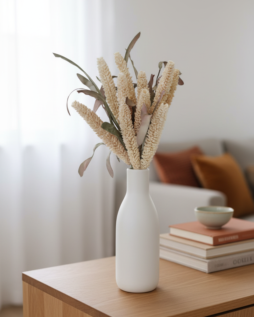 Cream Rice Flower With Eva Leaves Collection