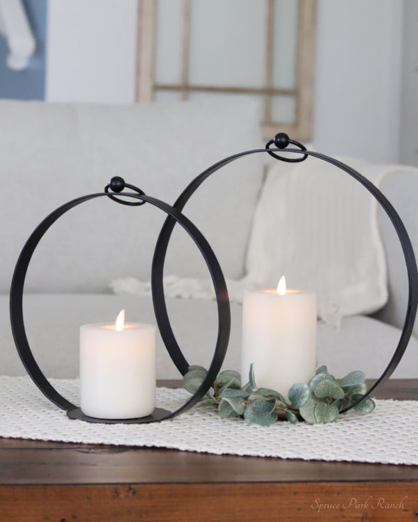 Black Round Metal Candle Holder
