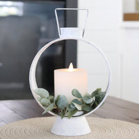Distressed White Round Lantern