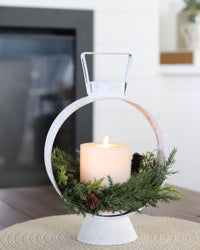 Distressed White Round Lantern