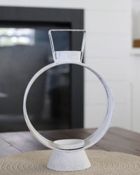 Distressed White Round Lantern
