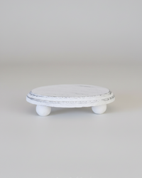 White Wood Round Distressed Riser