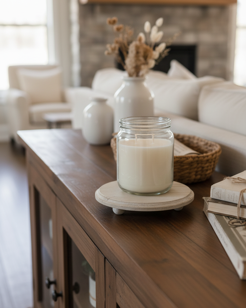 Natural Wood Round Distressed Riser
