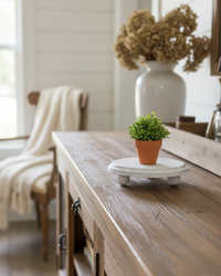 White Wood Round Distressed Riser