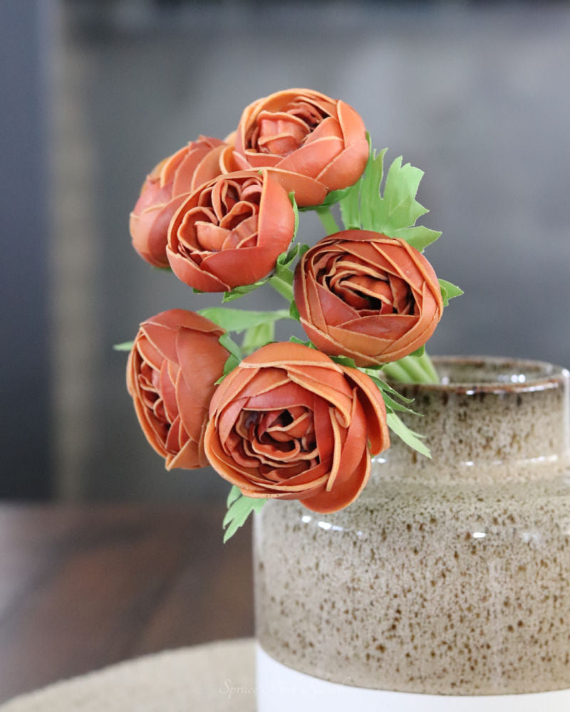 Rust Ranunculus Real Touch Bundle of 6