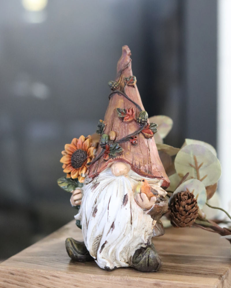 Rustic Harvest Gnome With Tree Trunk Hat