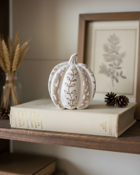 Rustic Carved White Harvest Gourd