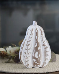 Rustic Carved Wood White Harvest Gourd