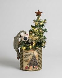Rustic Mouse in Christmas Tin 16"H