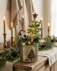 Rustic Mouse in Christmas Tin 16"H