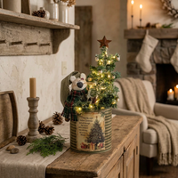 Rustic Mouse in Christmas Tin 16"H