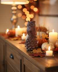 Rustic Owl and Pinecone Figurine