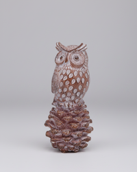 Rustic Owl and Pinecone Figurine