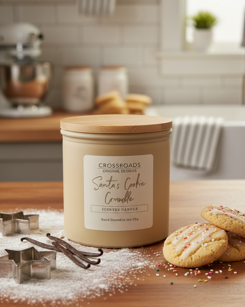 Crossroads Santa's Cookie Crumble Coloured Glass Jar Candle 14oz