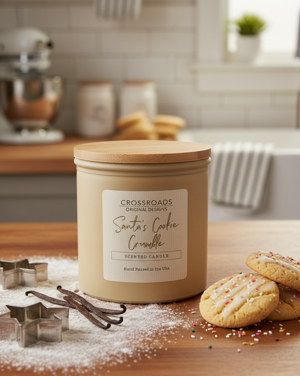 Crossroads Santa's Cookie Crumble Coloured Glass Jar Candle 14oz