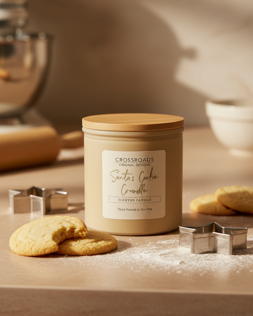 Crossroads Santa's Cookie Crumble Coloured Glass Jar Candle 14oz