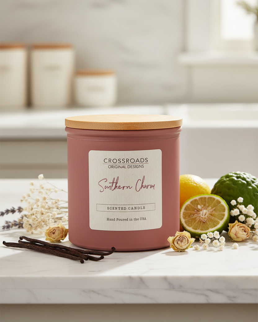 Crossroads Southern Charm Coloured Glass Jar Candle 14oz