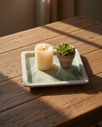 Sage Fern Enamel Wood Shallow Tray