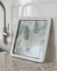 Sage Fern Enamel Wood Shallow Tray