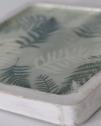 Sage Fern Enamel Wood Shallow Tray