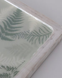 Sage Fern Enamel Wood Shallow Tray