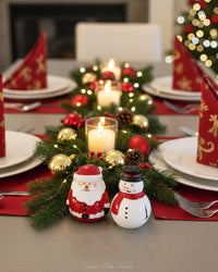 Jolly Santa and Snowman Salt and Pepper Set