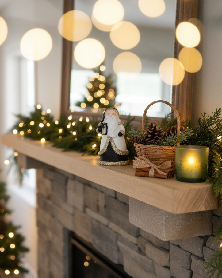 Black and Gold Santa Figurine