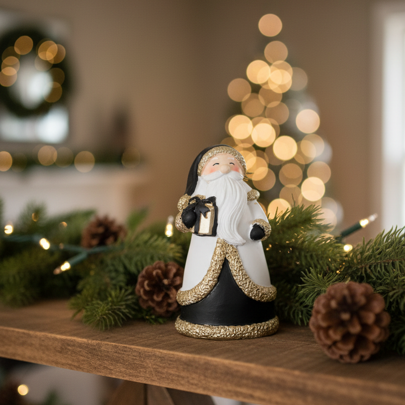 Black and Gold Santa Figurine