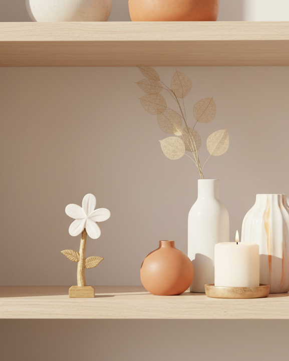 Scalloped Enamel Wood Flower