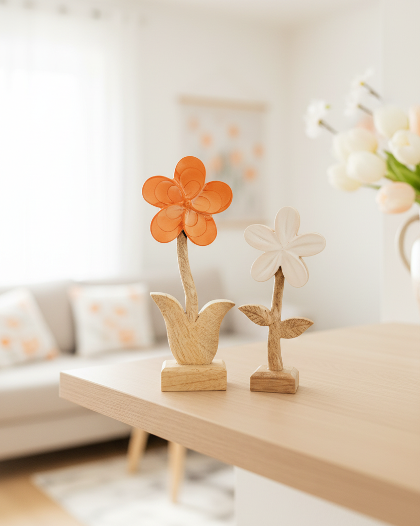 Scalloped Enamel Wood Flower