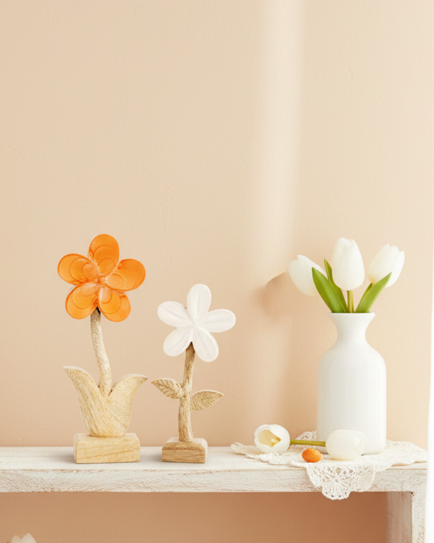 Scalloped Enamel Wood Flower