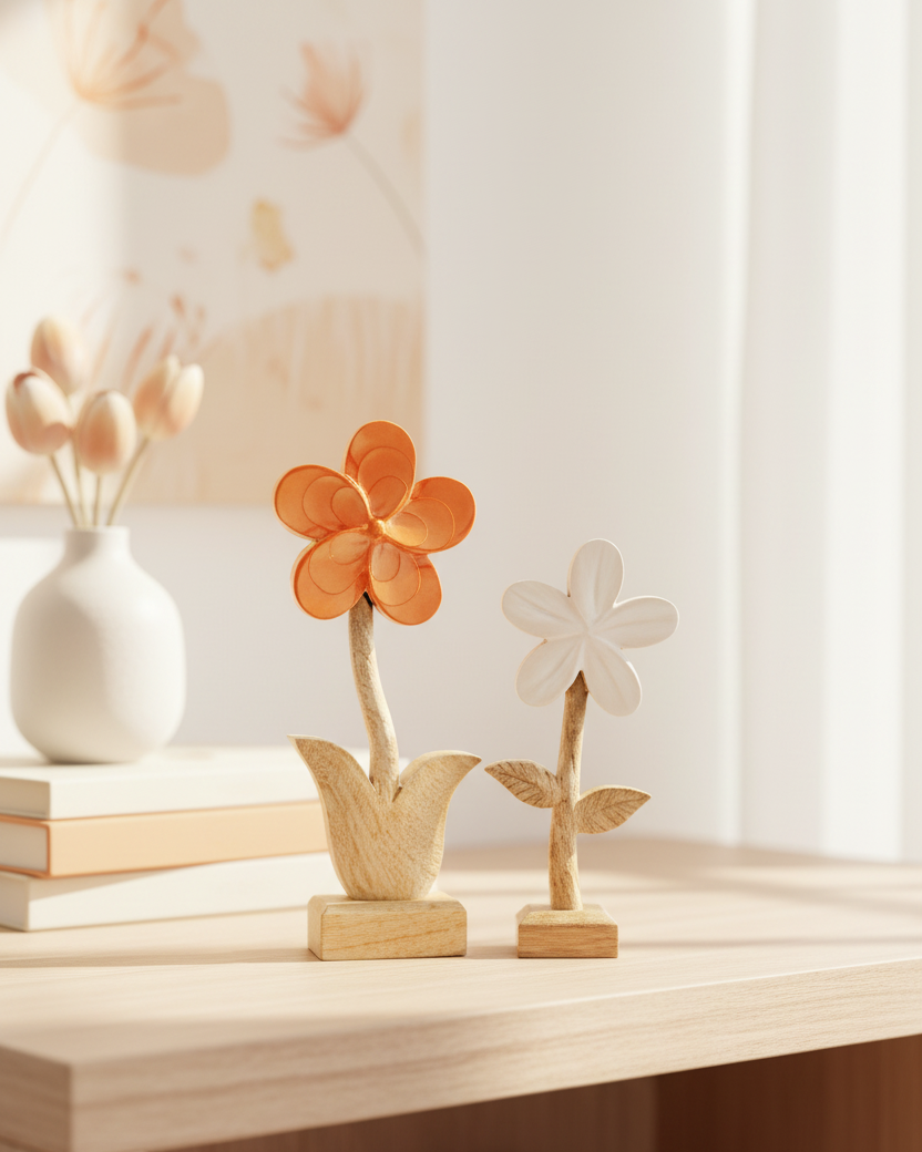 Scalloped Enamel Wood Flower