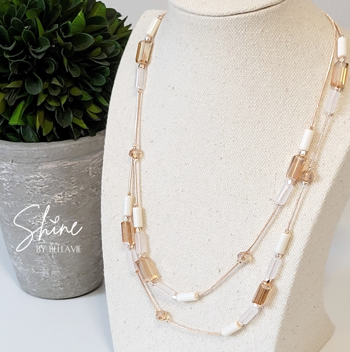 Sedona Long Rose Gold Bead Necklace