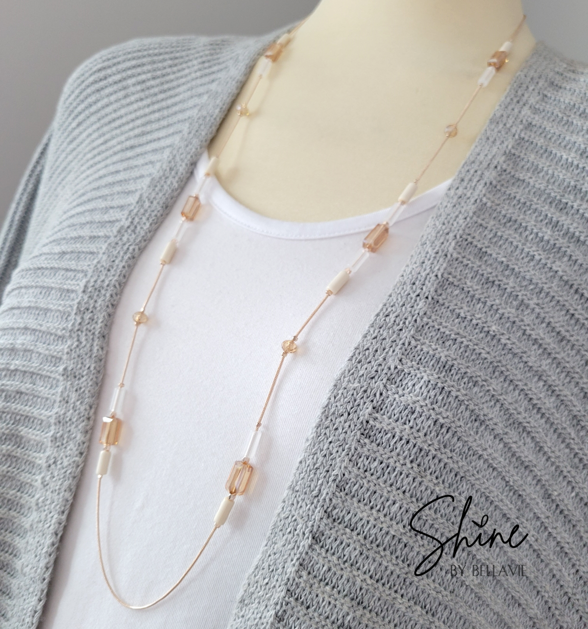 Sedona Long Rose Gold Bead Necklace