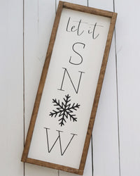 Let it Snow Wood Sign Vertical