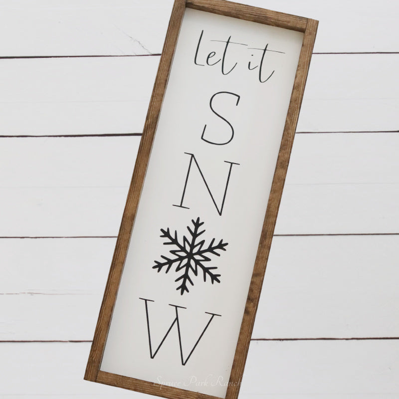 Let it Snow Wood Sign Vertical