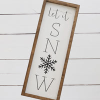 Let it Snow Wood Sign Vertical