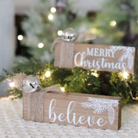 Wood Christmas Tabletop Bell Sign