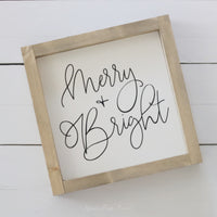 Merry and Bright Wood Sign Black