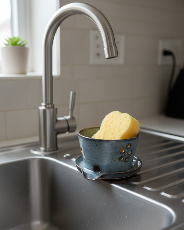 Sink Drainer Sponge Holder Denim Blue