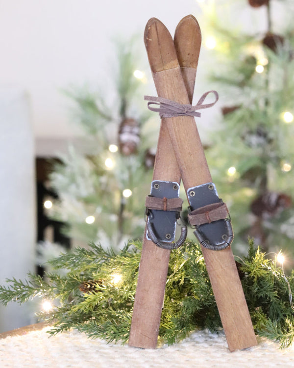 Decorative Wooden Skis 12"