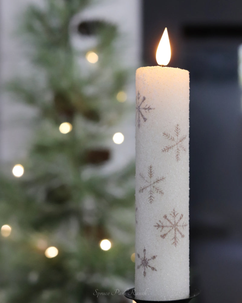 Gold Snowflake LED Taper Candle
