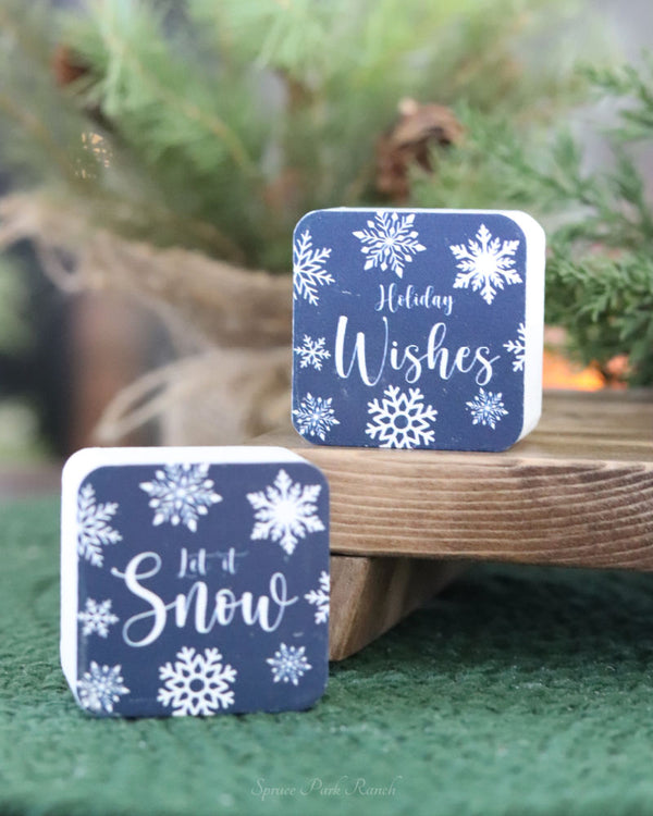 Dark Blue Snowflake Mini Block