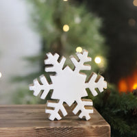 White Enamel Wood Small Snowflake