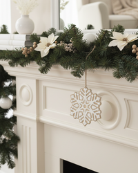 Wood Engraved Snowflake Ornament with Glitter