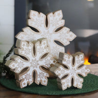 Mango Wood Snowflake With Embossed Centre