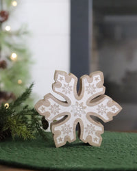 Mango Wood Snowflake With Embossed Centre