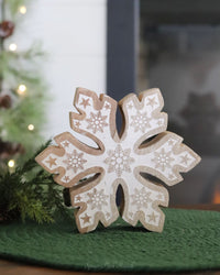 Mango Wood Snowflake With Embossed Centre