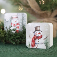 Red Scarf Snowman Mini Block