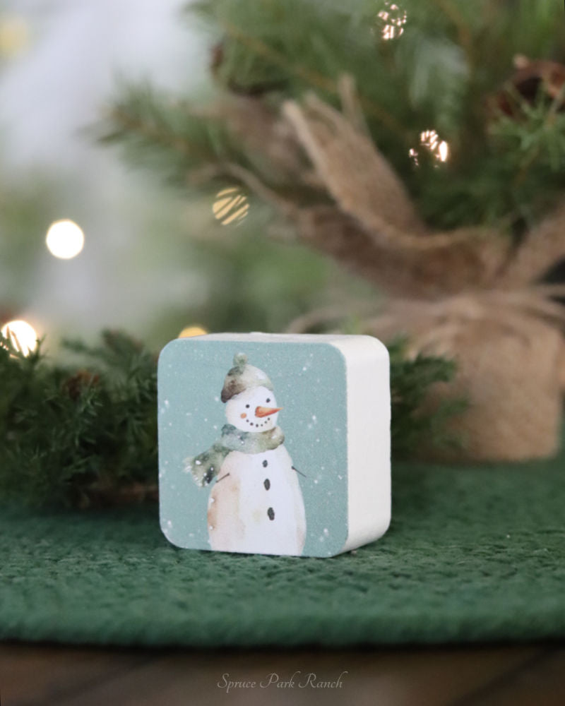 Sage Green Snowman Mini Block